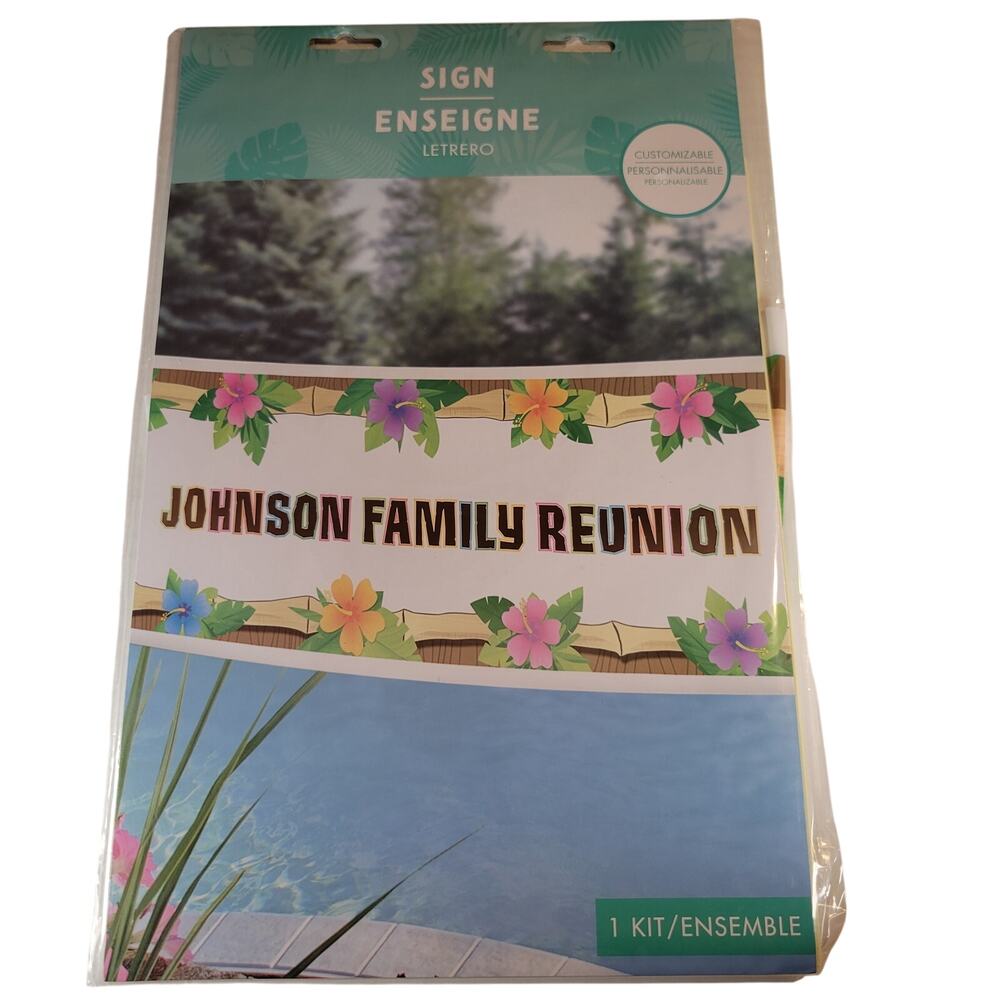 Tropical Customizable Banner Kit 64x20in Letter Stickers Reunions Birthday Large